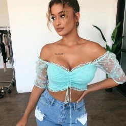 O.Vianca Tops Taylor Polka Dot Top(Mint)FINAL SALE