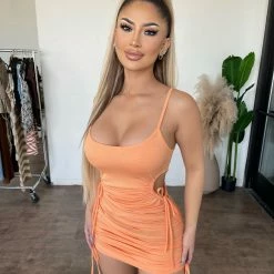 Junie Dresses/Rompers Roxy Cami Ribbed Dress(Cantaloupe)