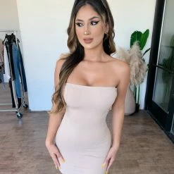 Junie Dresses/Rompers Stacy Strapless Dress(Taupe)