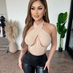 Hera Collection Tops Chelsey Halter Top(Nude)