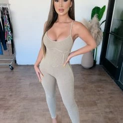 Junie Tops Kamila Cami Jumpsuit(Taupe)