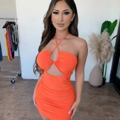 Sabora Dresses/Rompers Kelly Halter Dress(Tangerine)