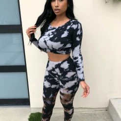 Junie Sandy Tie Dye Set(Black/Brown) Tops