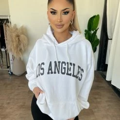 Audrey 3+1 "Los Angeles" Oversize Hoodie(White)Final Sale Tops