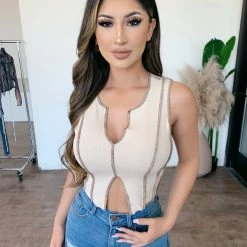 Beige Botany Tops Zara Tank Top(Taupe)