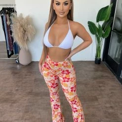 Bear Dance Stacey Floral Print Bell Bottoms(Orange)