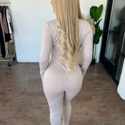 Tresser Dresses/Rompers Lisa Long Sleeve Zipper Jumpsuit(Oatmeal)