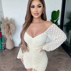 Privy Dresses/Rompers Melody Off Shoulder Dress(Cream)Final Sale