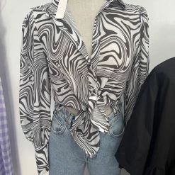 O.Vianca Elaine Zebra Print Blouse Tops