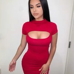 ERIKOOTD Dresses/Rompers Jessica Key Hole Dress(Red)FINAL SALE