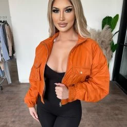 ANWND Outerwear Terry Bomber Jacket(Rust)