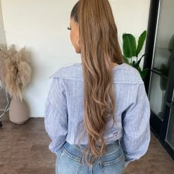 Miss Love Rylee Long Sleeve Top(Grey Stripe) Tops