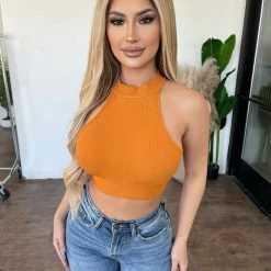 IJoah Tonya Tie Back Top(Carrot) Tops