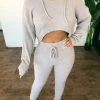 Hey Babe Sam Fuzzy Hoodie Set(Grey)