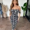 Cameo Ella Off Shoulder Dress (Floral Black/White) Dresses/Rompers