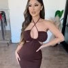 La Luxe Shelby Halter Dress(Chcolate) Dresses/Rompers