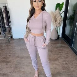 ANWND Kendal Waffle Jogger Pants(Iris Mauve)