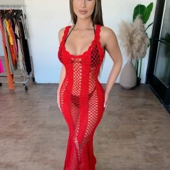 Hera Collection Chloe Bikini Cover Up Dress(Red)