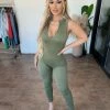 ANWND Perry Sleeveless Zipper Jumpsuit(Olive) Bottoms