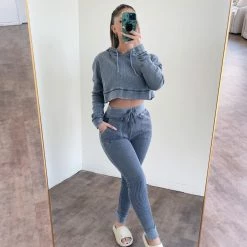 Mind Code Tiffany Waffle Hoodie(Acid Wash Black)