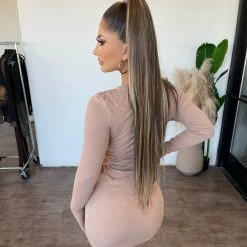 Beige Botany Yolanda Long Sleeve Dress(Mocha)