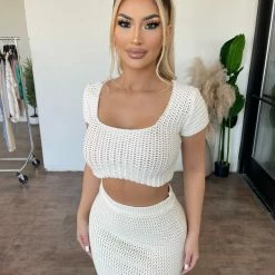 Hey Babe Cristina Knit Matching Set(Off White)Final Sale Tops