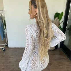 Emory Park Stacey Knit Long Sleeve Dress(White) Dresses/Rompers