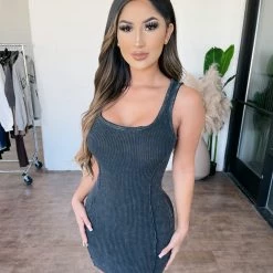 Junie Rebecca Tank Dress(Black)