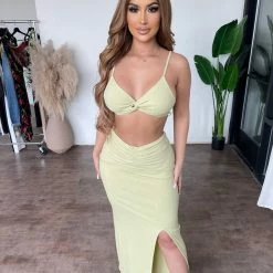 Evenuel Elsa Ribbed Skirt Set(Sage) Tops