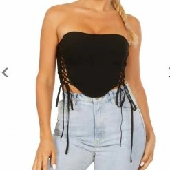 Tic Toc Bri Strapless Top(Black) Tops
