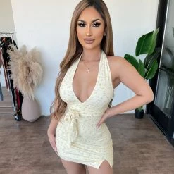 New Pink Dresses/Rompers Drea Floral Print Dress(Yellow)