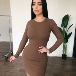 Junie Vivian Open Back Dress(Brown)