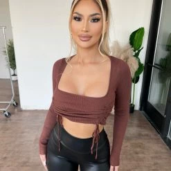 Privy Bayley Long Sleeve Top(Brown) Tops