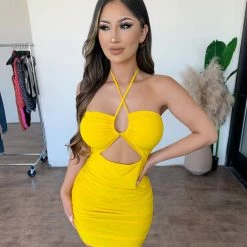 Sabora Kelly Halter Dress(Banana Yellow) Dresses/Rompers