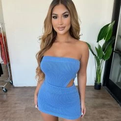 Beige Botany Dayana Dress(Blue)