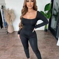 Tic Toc Julissa Long Sleeve Jumpsuit(Black)