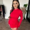 Tresser Dresses/Rompers Ciara Long Sleeve Dress(Red)