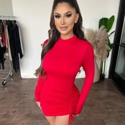 Tresser Dresses/Rompers Ciara Long Sleeve Dress(Red)