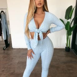 36.5 Tops Eliza Long Sleeve Set(Baby Blue)