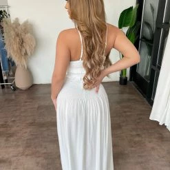 Luxxel Dresses/Rompers Lilly Smocked Midi Dress(White)