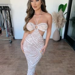 La Luxe Dresses/Rompers Jills Halter Dress(Nude/White)