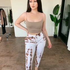 La Luxe Eddy Tie Dye Pants(Brown/White) Bottoms