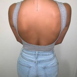Hey Babe Daphne Tank Bodysuit(Heather Grey)FINAL SALE Tops