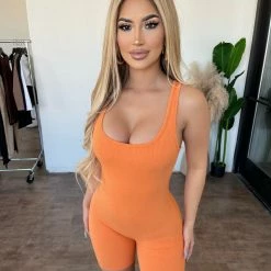 La Luxe Fiona Tank Romper(Coral Rose)