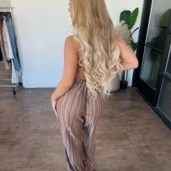 Hey Babe Serena Satin Pants Set(Mocha)