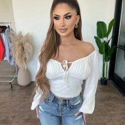 Miss Love Tops Gigi Off Shoulder Top(Off White)Final Sale