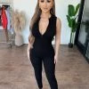 La Luxe Octavia Sleeveless Jumpsuit(Black) Tops