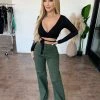 Vibrant Bottoms Kyrie High Rise Flare Pants(Olive)