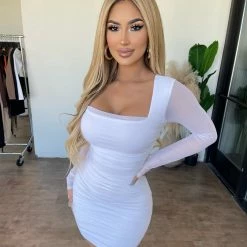 Day & Night Bailee Long Sleeve Dress(Off White)Final Sale