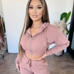 ANWND Liam Cropped Zipper Hoodie(Cocoa) Tops